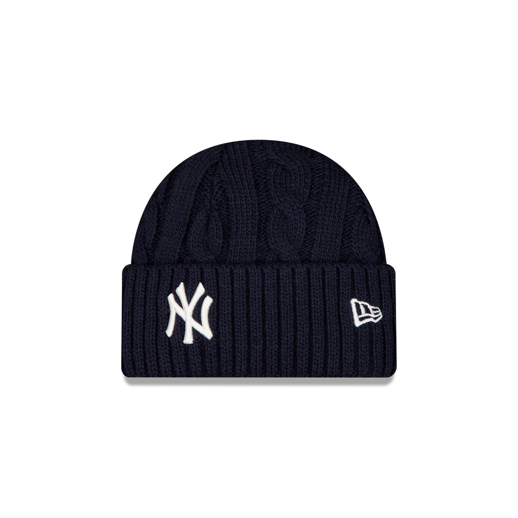 New York Yankees Short Cuff Cable Knit Navy Beanie Hat